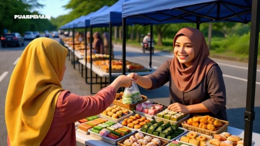 Penjual makanan di pasar tradisional